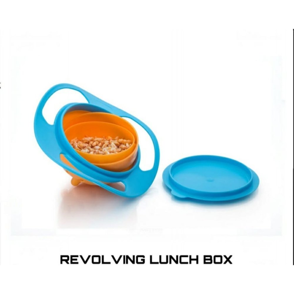 Blue And Orange Plastic Revolving Lunch Box, For School, Capacity: 400gm