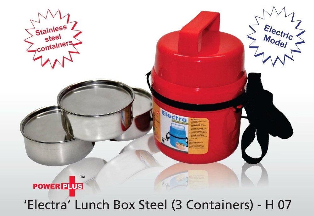H07 - Power Plus Electra Lunch Box Steel - 3 Container, For Office, Capacity: Ready Stock