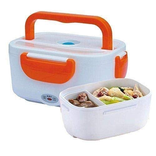 Plastic White And Orange Electric Lunch Box