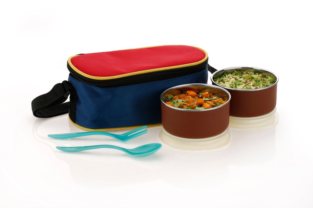 Cronus Plastic Stainless Steel Lunch Box-2 Container, For Home
