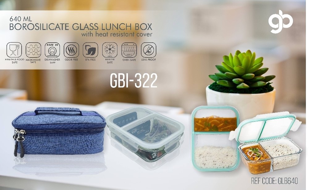 Borosilicate Glass Lunch Box 640 mL with Cover