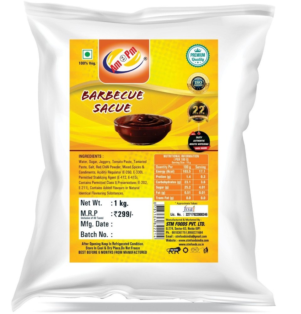 BBQ Sauce, Packaging Type: Evoh Pouch