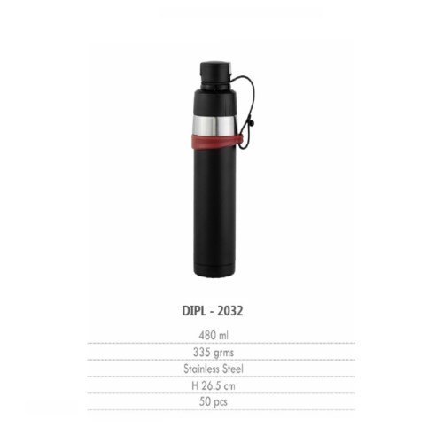 Stainless Steel Black Duro Bottle Flask, For Office, Capacity: 480 ML