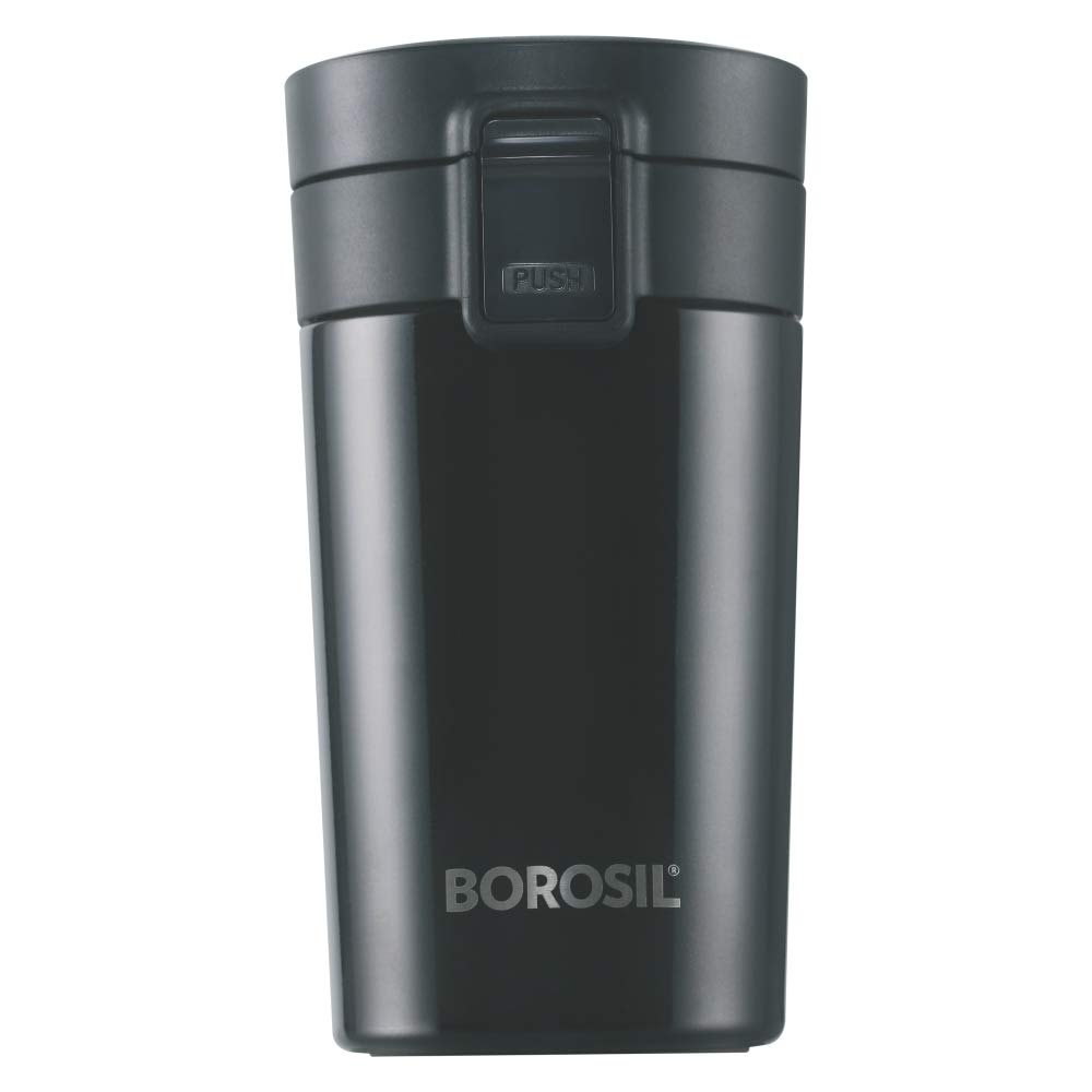SS304 Black 300ml Borosil Coffeemate Vacuum Insulated Flask, For Home and Office