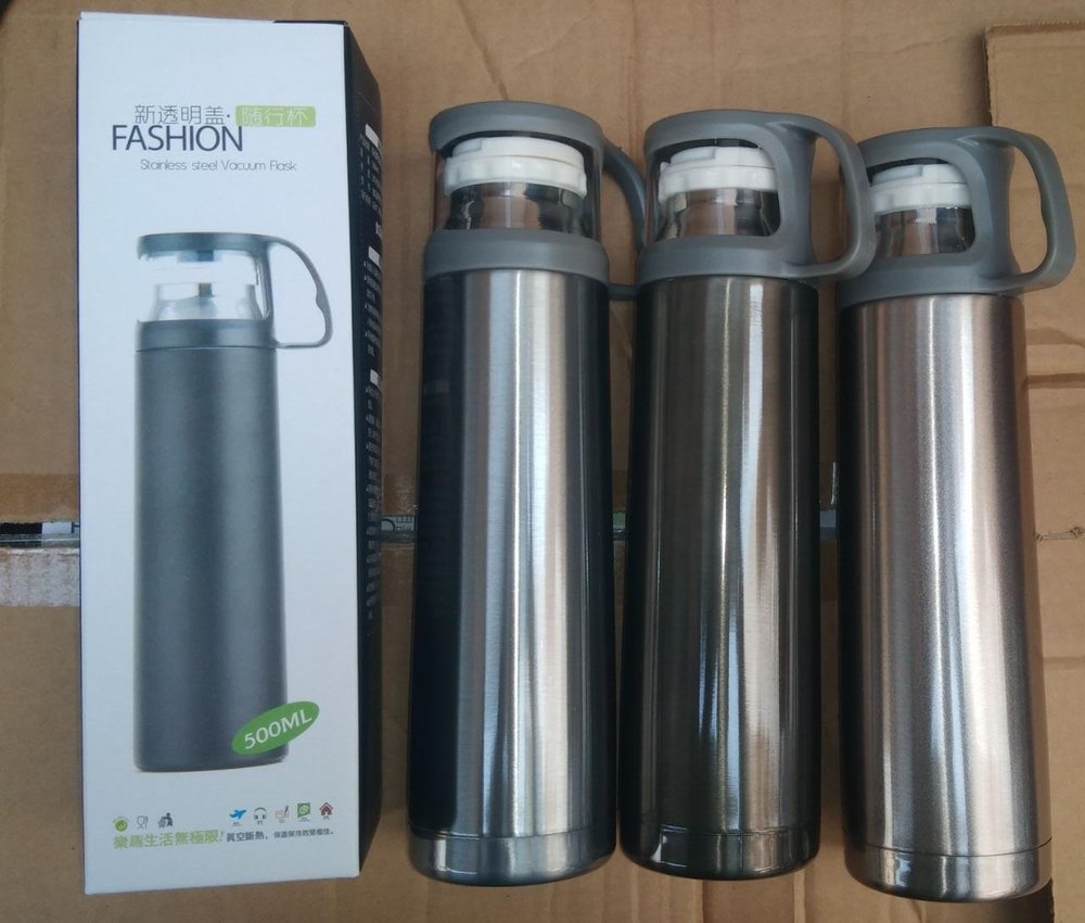SS304 Silver Stainless Steel Thermo Flask, For Home, Capacity: 500 ml