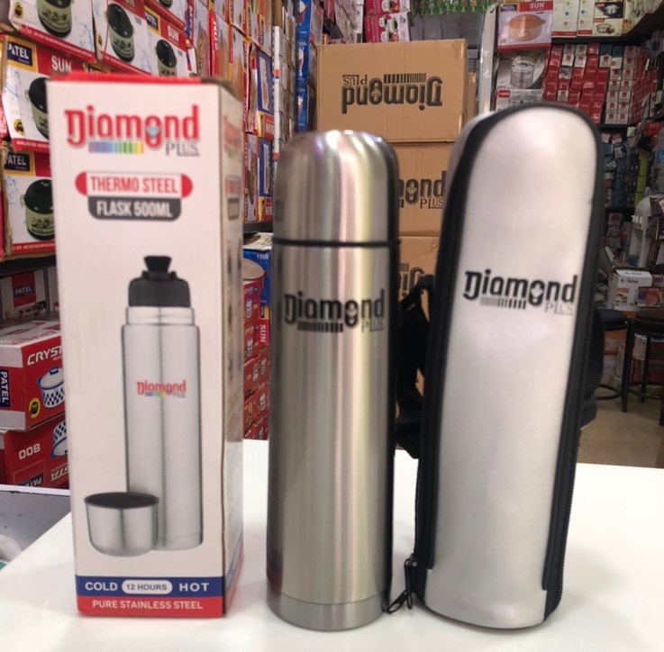 Steel Flask Diamond, Flip To Open, Capacity: 500ml
