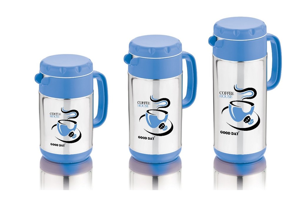 GOODDAY Orange and Blue Cherry Steel Flask 1000 ml, Size: 1000 ML