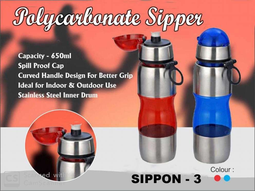 ploycarbonate blue, red POLYCARBONATE SIPPER BOTTLE (650 ML), Normal Bottel Shape, Capacity: 650ml