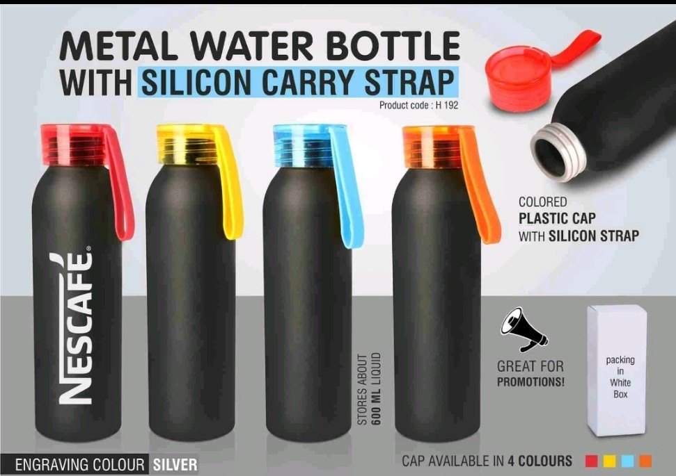 TSG Black Metal Water Bottle, For Office, Capacity: 600 ml