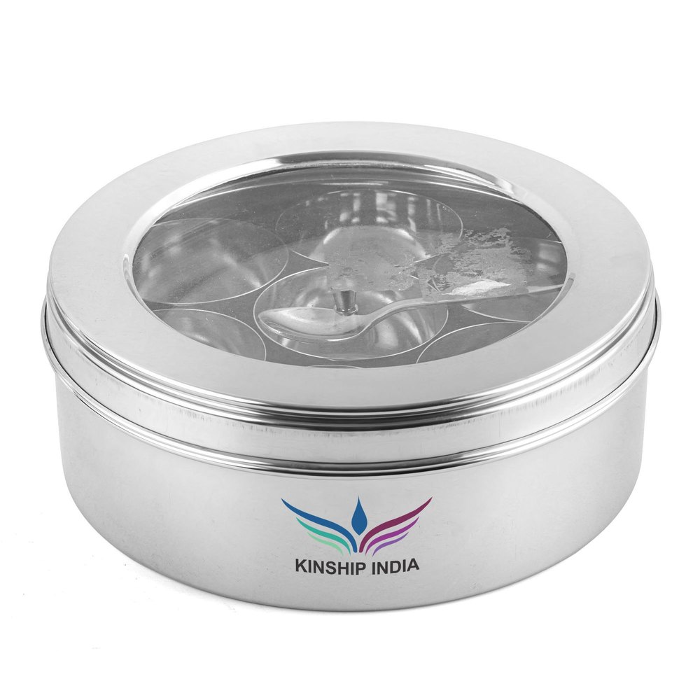 KINSHIP INDIA Plain Stainless Steel Masala Box, For Kitchen