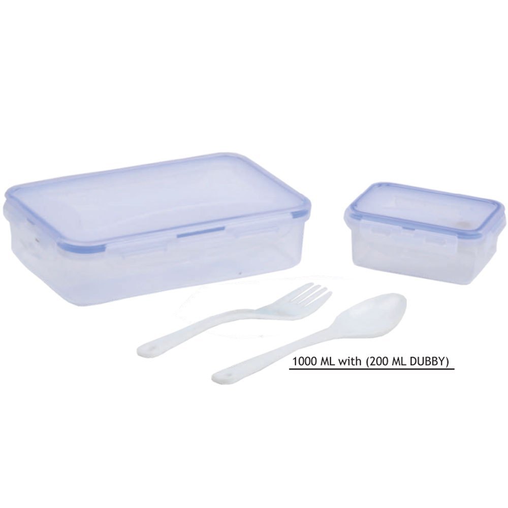 Pickup Plastics Plastic Seal Fresh Lunch Box 1000ml With 200ml Dubby, For Office