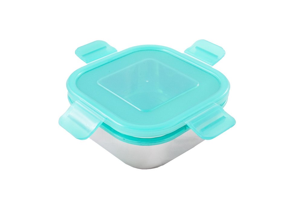 Generic Stainless Steel Bowl Container Air-Tight with Easy Lock n Lock Lid, Square, Capacity: 450 ML