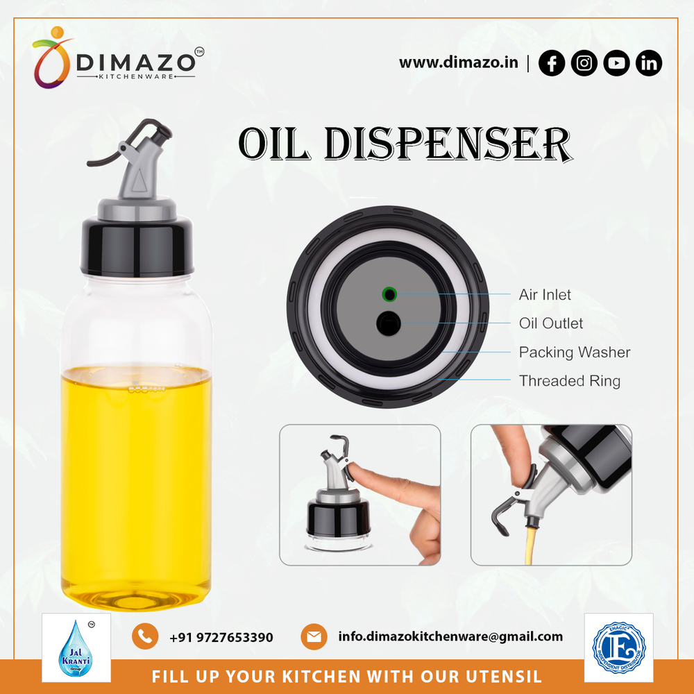 Dimazo Kitchenware Plastic Cooking Oil Dispenser, For Home, Capacity: 500ml, 1000 ml