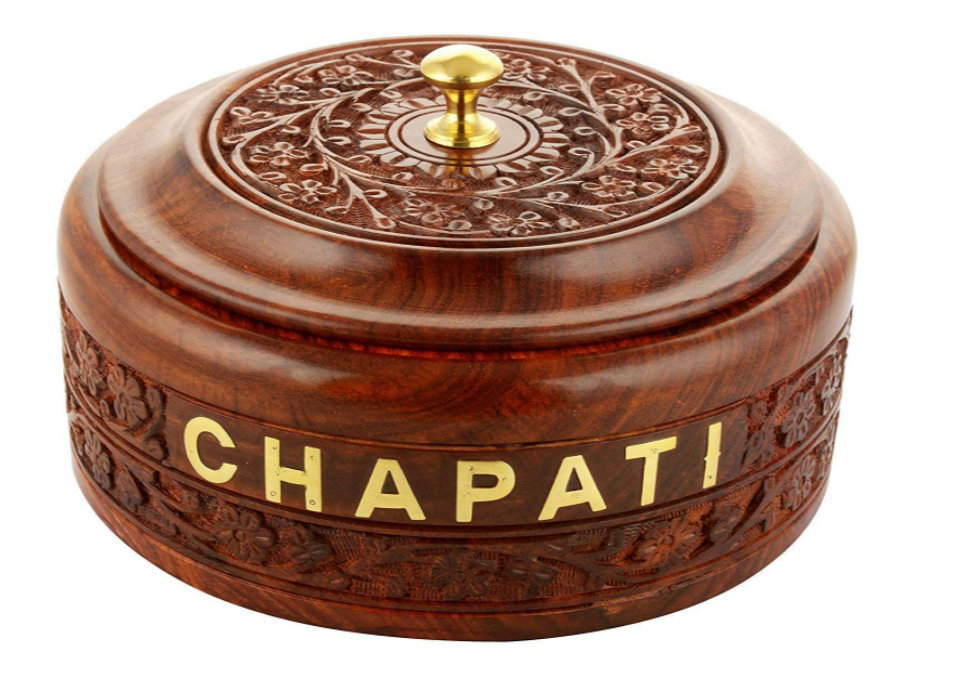 Brown Wooden Casserole Chapati Box, For Home