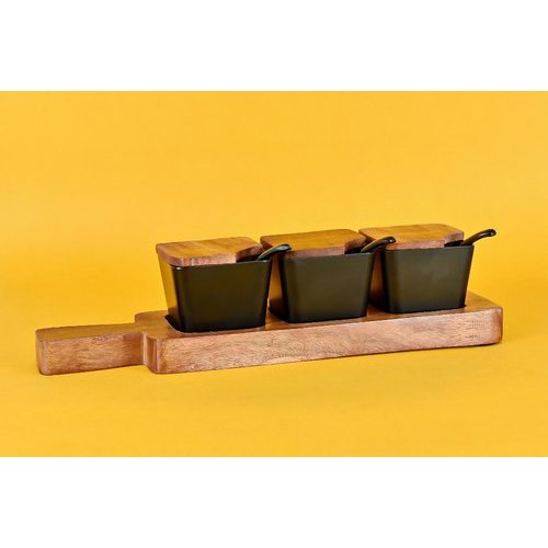 Brown Harmony Condiment Utility Wooden Set, Packaging Type: Single Piece