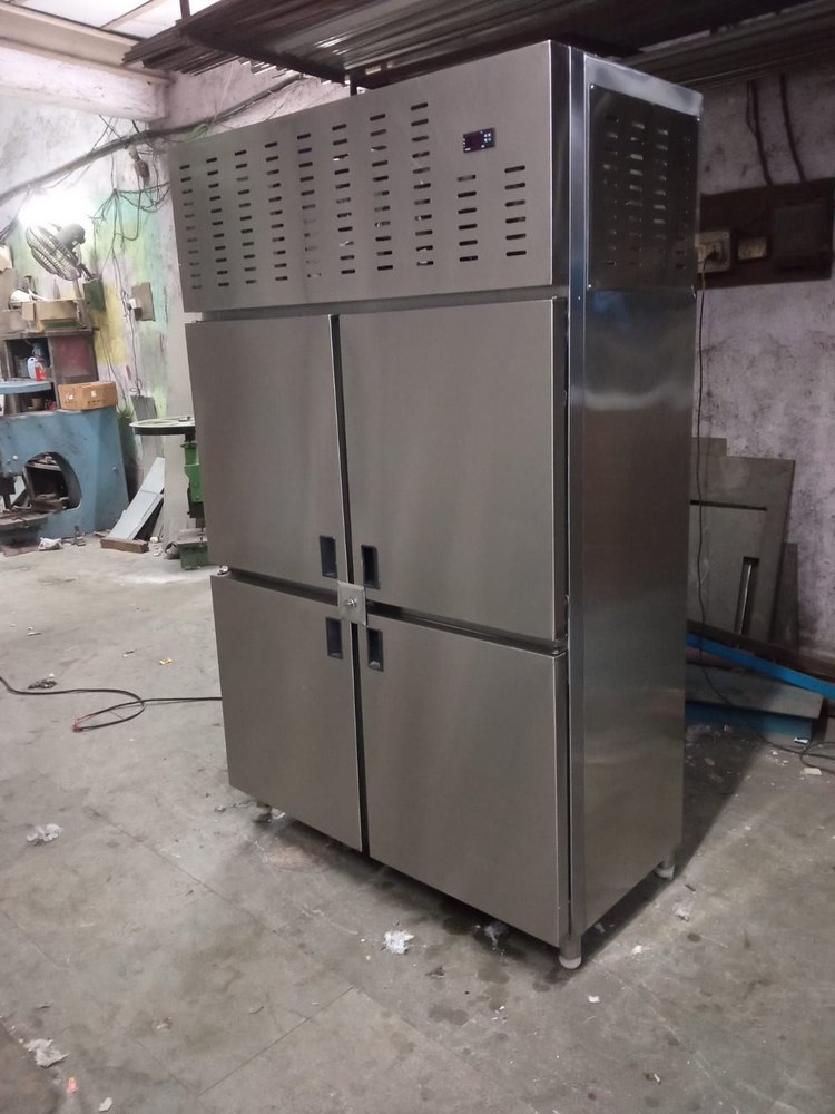4 Star Silver Four Door Vertical Refrigerator, Capacity: 12000