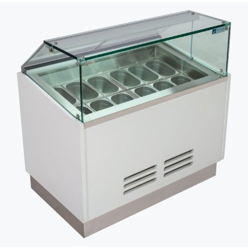 Stainless Steel and Glass Rectangular Smart Ice Cream Counter, 407 W