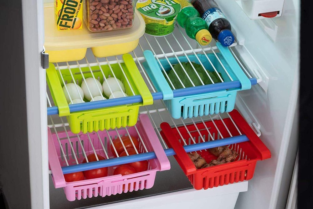 Plastic Multicolor Adjustable Fridge Rack Set Of 4