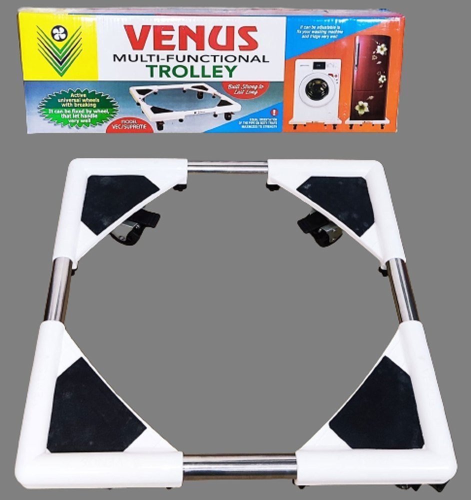 White Mild Steel Multifunctional Refrigerator Trolley, For Home