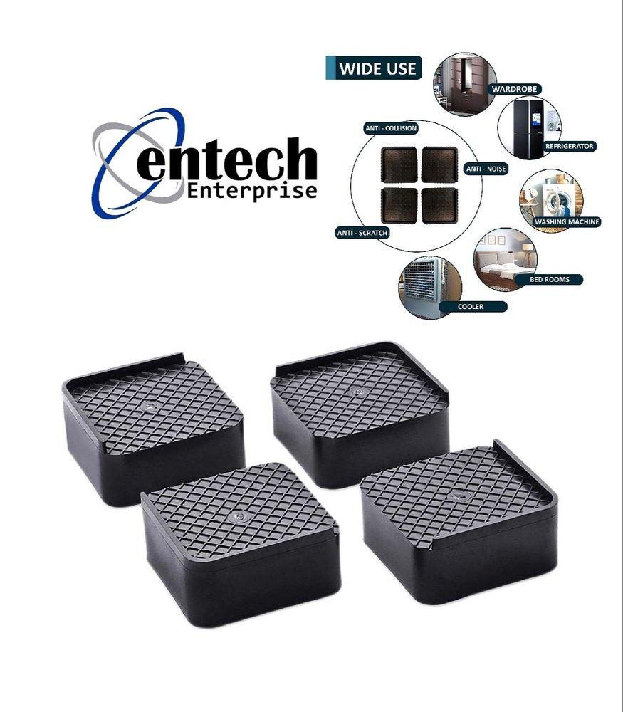 Entech High Strength Plastic Black Refrigerator Base Stand 4 Pcs set Square Shape, For Home, Size: 10 X 5 X 10 cm