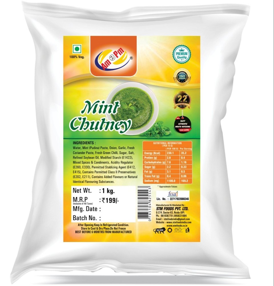 AM2PM Mint Chutney, Packaging Type: Evoh Pouch, Packaging Size: 1 kg