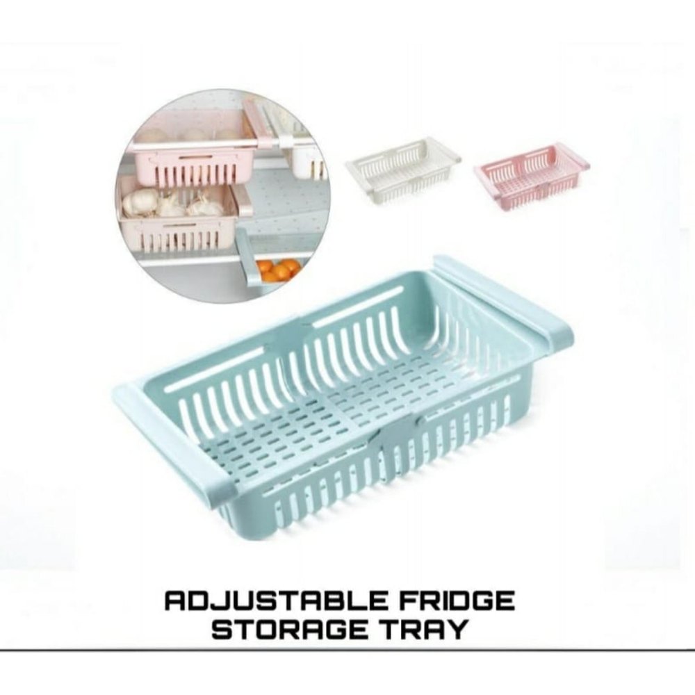 Sky Blue Plastic Adjustable Fridge Storage Tray, For Kitchen