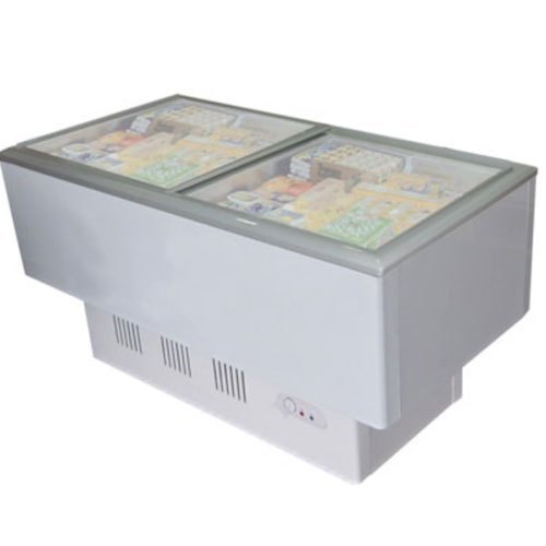IL 550 Celfrost Sliding Lid Flat Glass Top Island Freezer, Capacity: 500 L, Number of Basket: 4