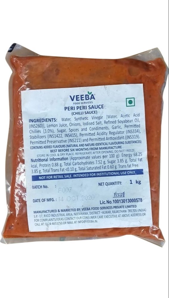 1kg Peri Peri Sauce, For Restaurant, Packaging Type: Pouch