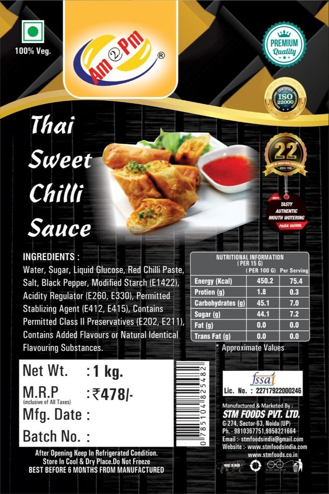 Thai Sweet Chilli Sauce, Packaging Size: 1 Kg, Packaging Type: Evoh