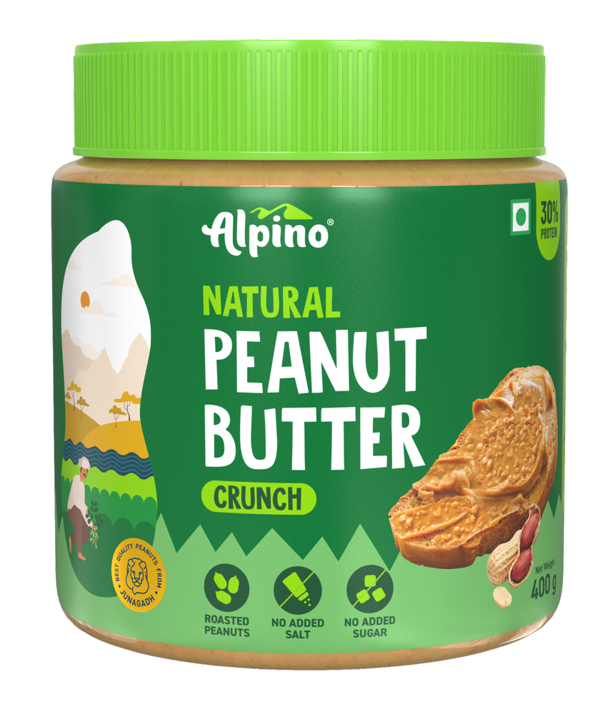 Alpino Natural Peanut Butter Crunch 400 G, Packaging Type: Plastic Jar, Quantity Per Pack: 12
