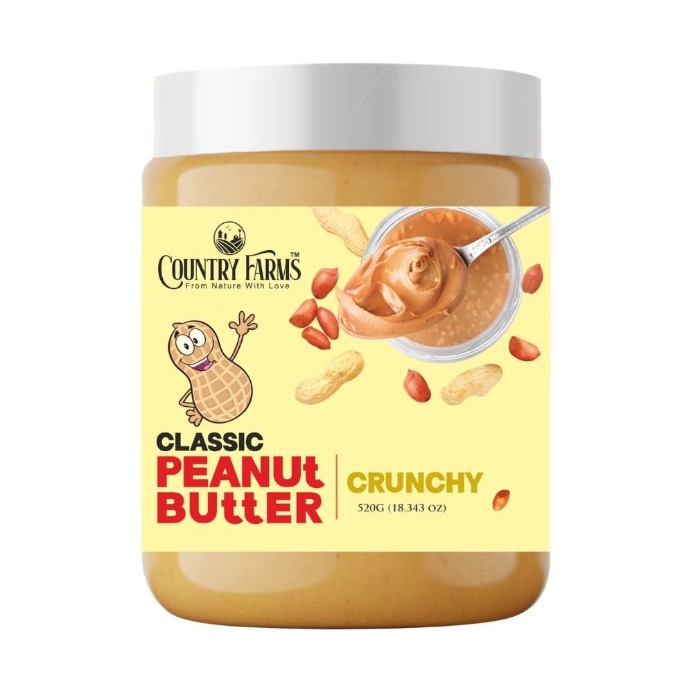 Country Farms Classic Crunchy Peanut Butter, Packaging Size: 520 G, Quantity Per Pack: 24