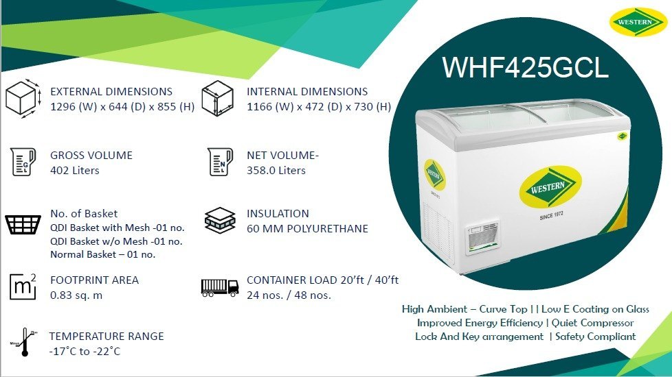 Medium Western Curved Glass Top Freezer 425