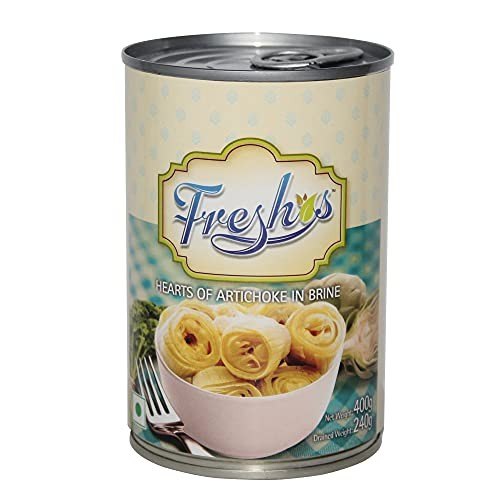 A Grade Yellow Freshos Artichoke Hearts in Brine, Stainless Steel Tin, 400 ml