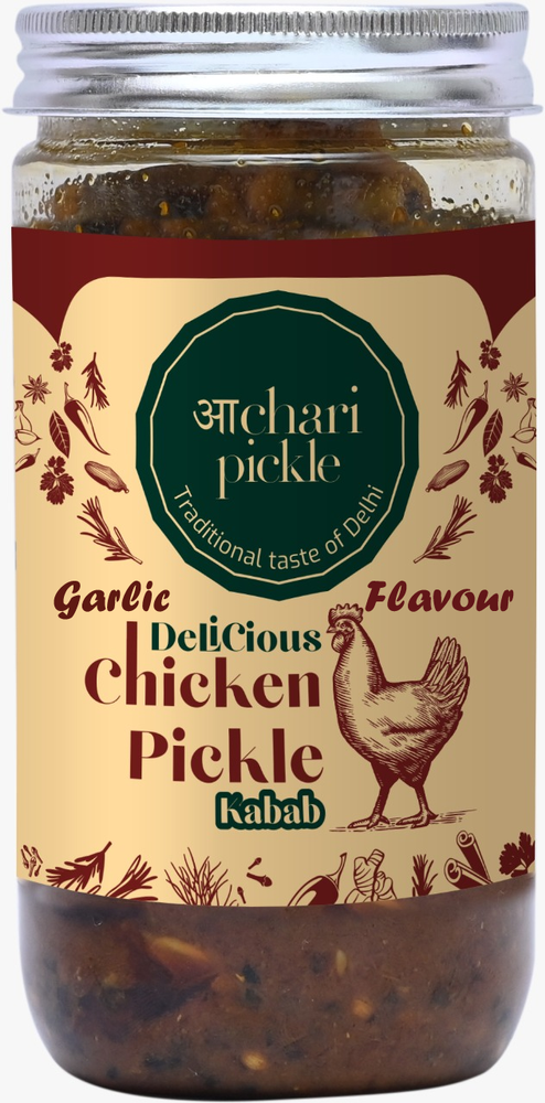 Homemade Kabab Chicken Pickle-Garlic Flavour (400 GM) Delhi/North Style