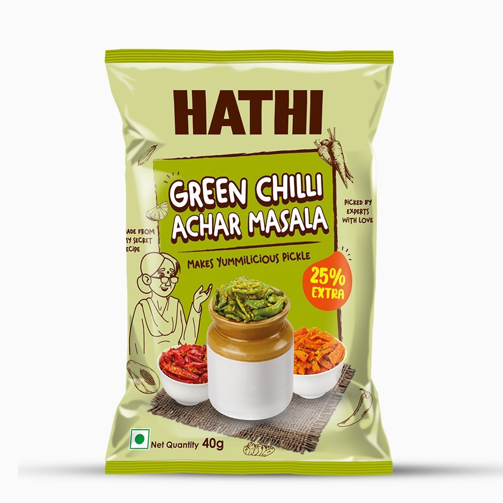 Hathi Spicy Green Chilli Achar Masala, Packaging Type: Pouch, Packaging Size: 40g
