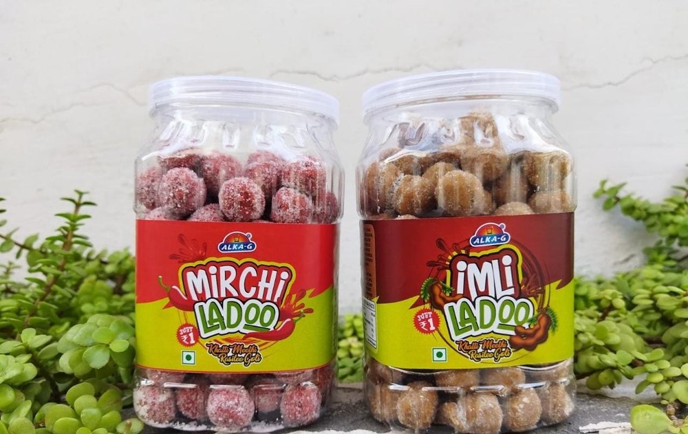 LADDO Brown Alka-G Mirchi Ladoo & Imli ladoo, Packaging Type: Plastic Jar, Packaging Size: 120 Pcs in 1 Jar