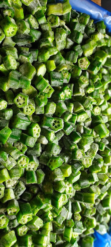 A Grade Green Frozen Okra Cut, Loose