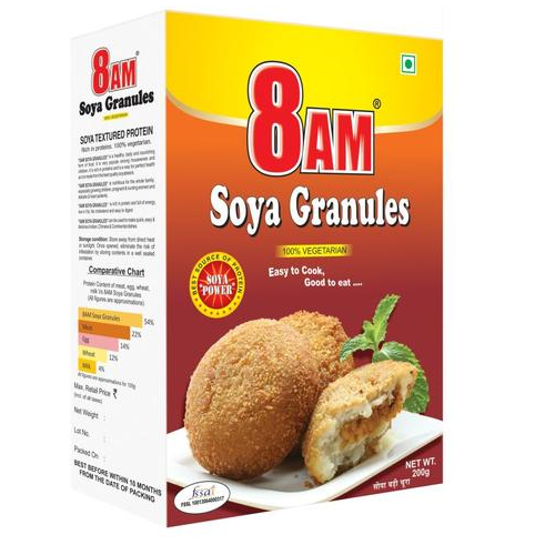 8AM Soya Granules, Packaging Type: Box