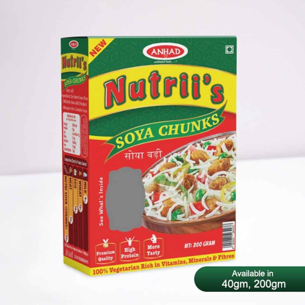 Anhad Brown 200g Nutriis Soya Chunks, For Food, Packaging Type: Box