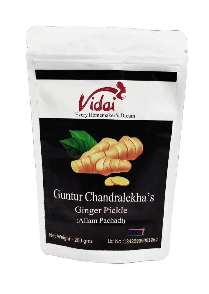 Spicy 200g Vidai Guntur Chandralekha\'S Ginger Pickle, Packaging Type: Pouch