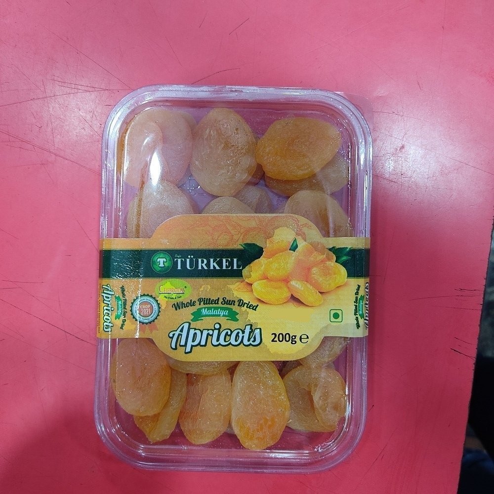 Turkel Whole Pitted Sun Dried Apricots, Packaging Type: Plastic Box, Packaging Size: 200 G
