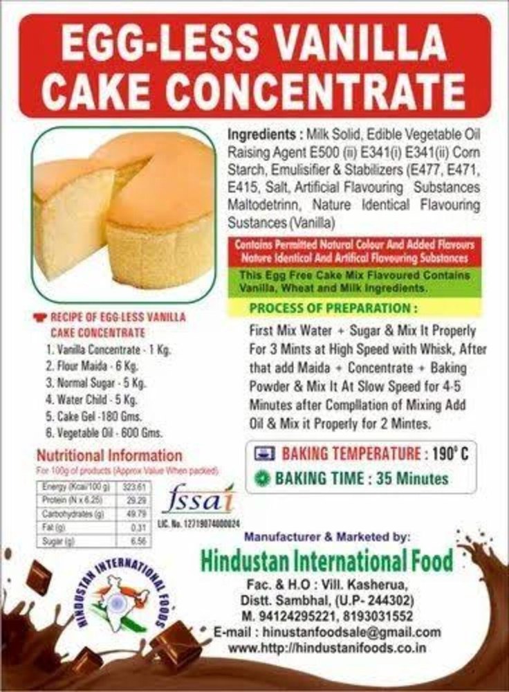 Pack White Zion Eggless Concentrate, Powder, Packaging Size: 1 kg