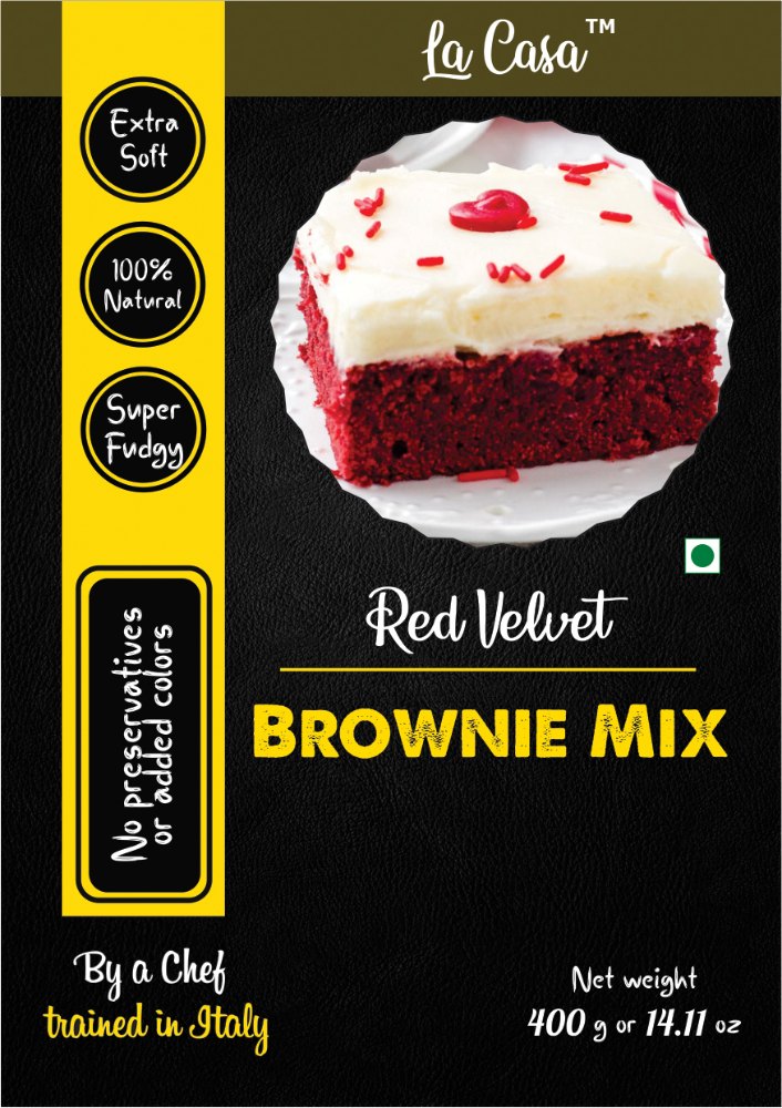 La Casa Egg Less Red Velvet Brownie Premix For Bakery, Powder