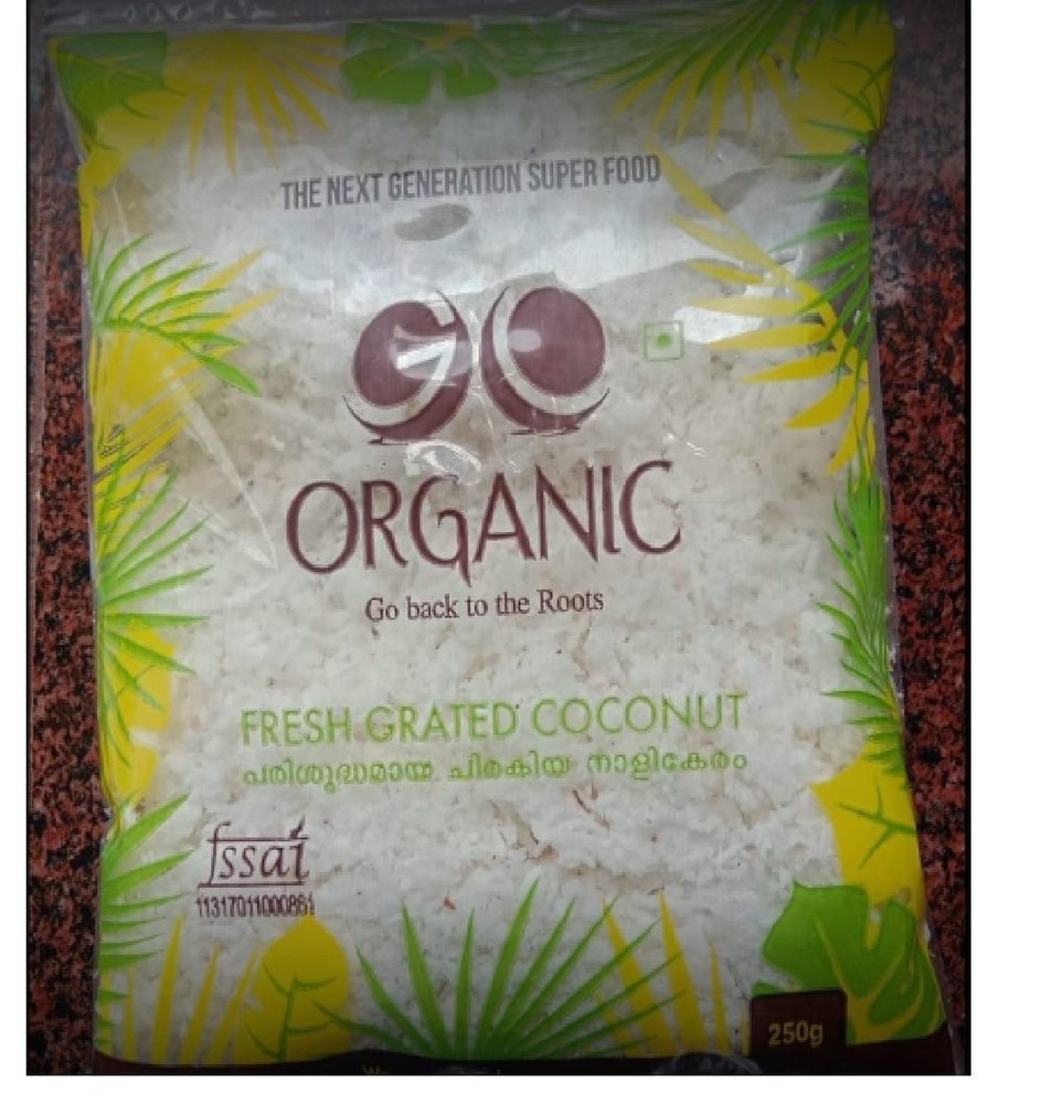 Natural Go Organic Fresh Grated Coconut, Packaging Size: 250 g, Packaging Type: Packet