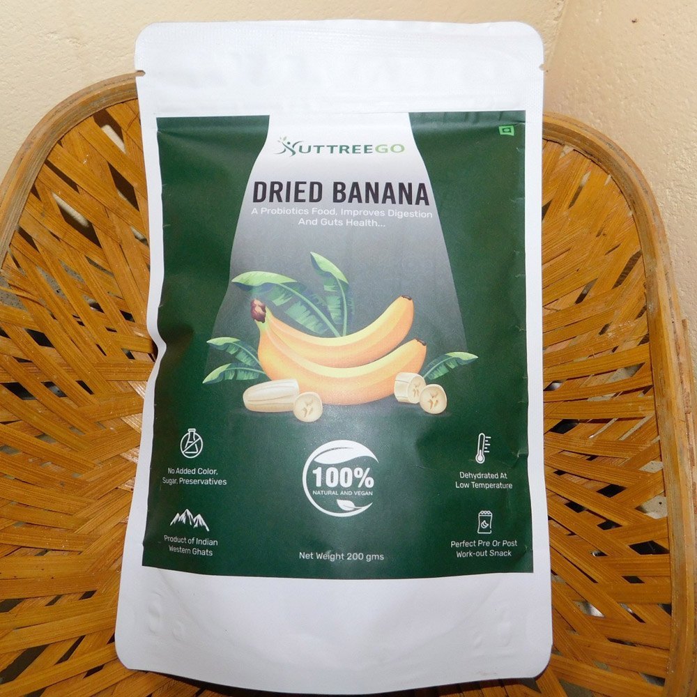 Nuttreego Dried Banana, Packet, Packaging Size: 200g