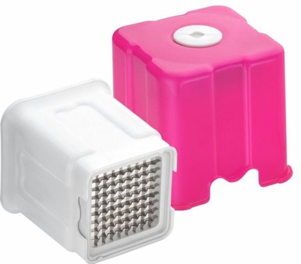 White And Red Plastic And Stainless Steel Potato Cutter, For Kitchan
