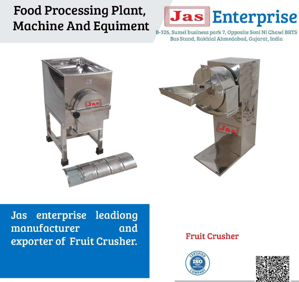SS 304 Fruit Crusher, 500 Kg Per Hr