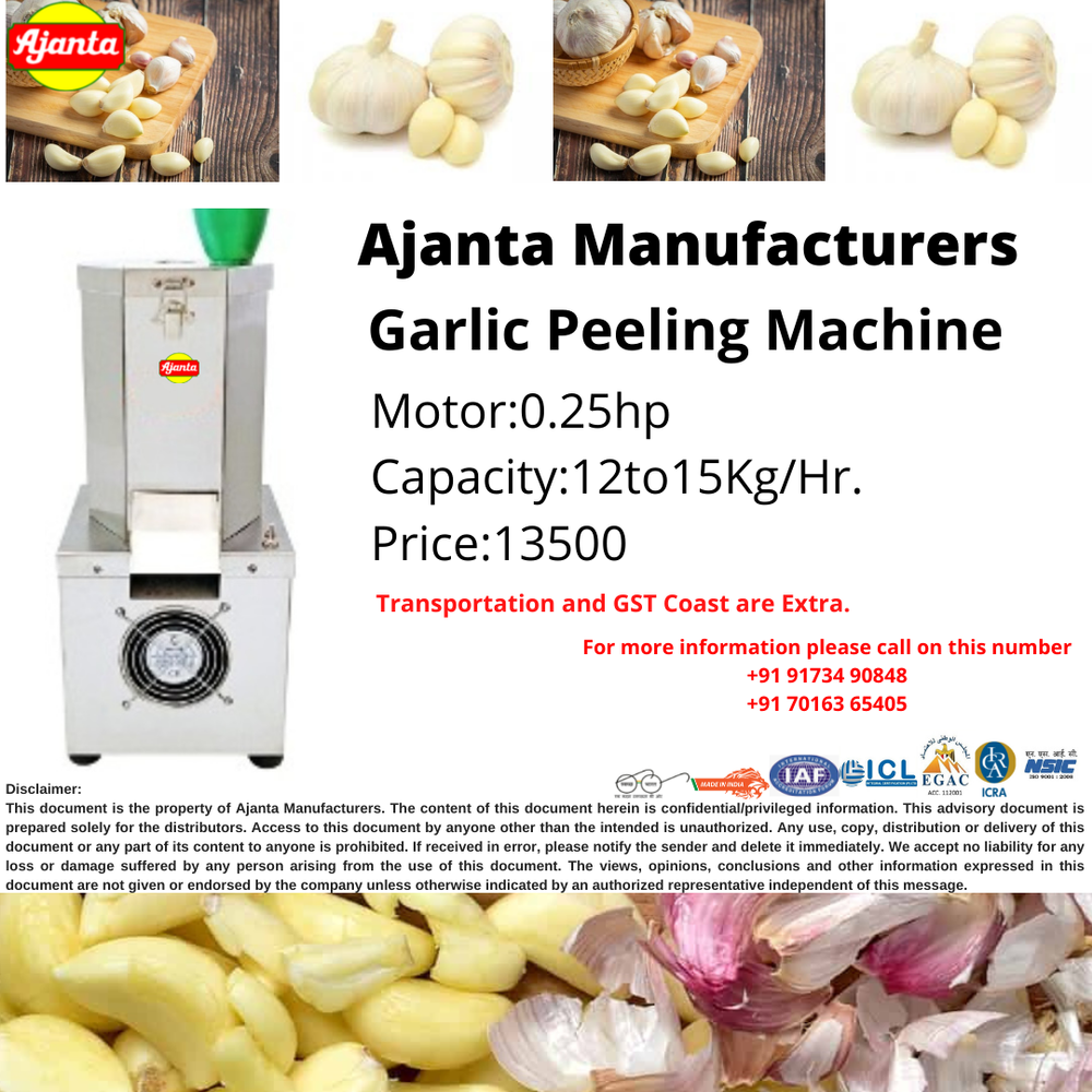 Dry Type Automatic Garlic Peeling Machine, 12-15kg/hr