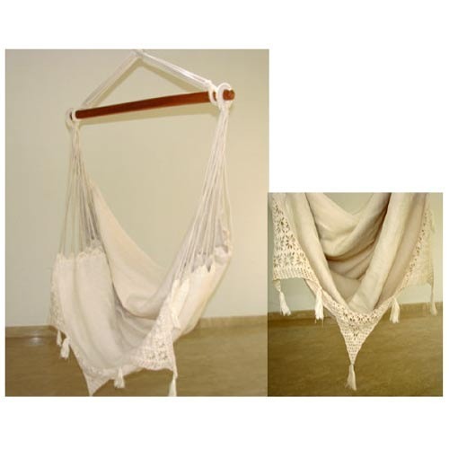 Fabric, Hammock Chair With Crochet Border