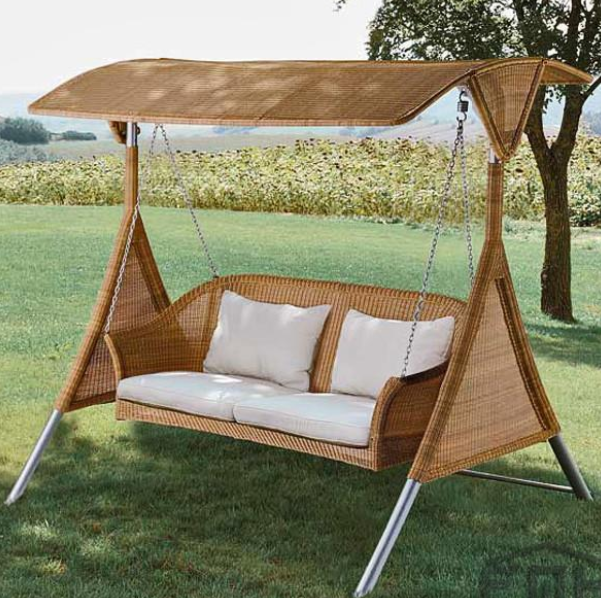 Wicker Brown Garden Swing